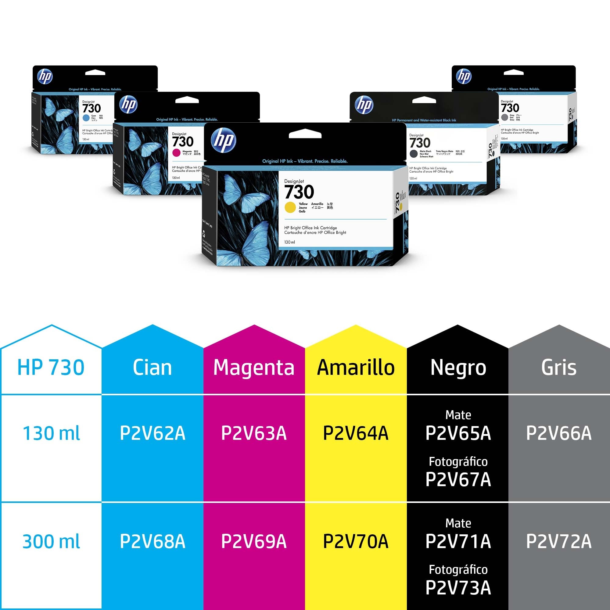 Hp 730 Cyan 300Ml Tinta Amplio Formato P2V68A