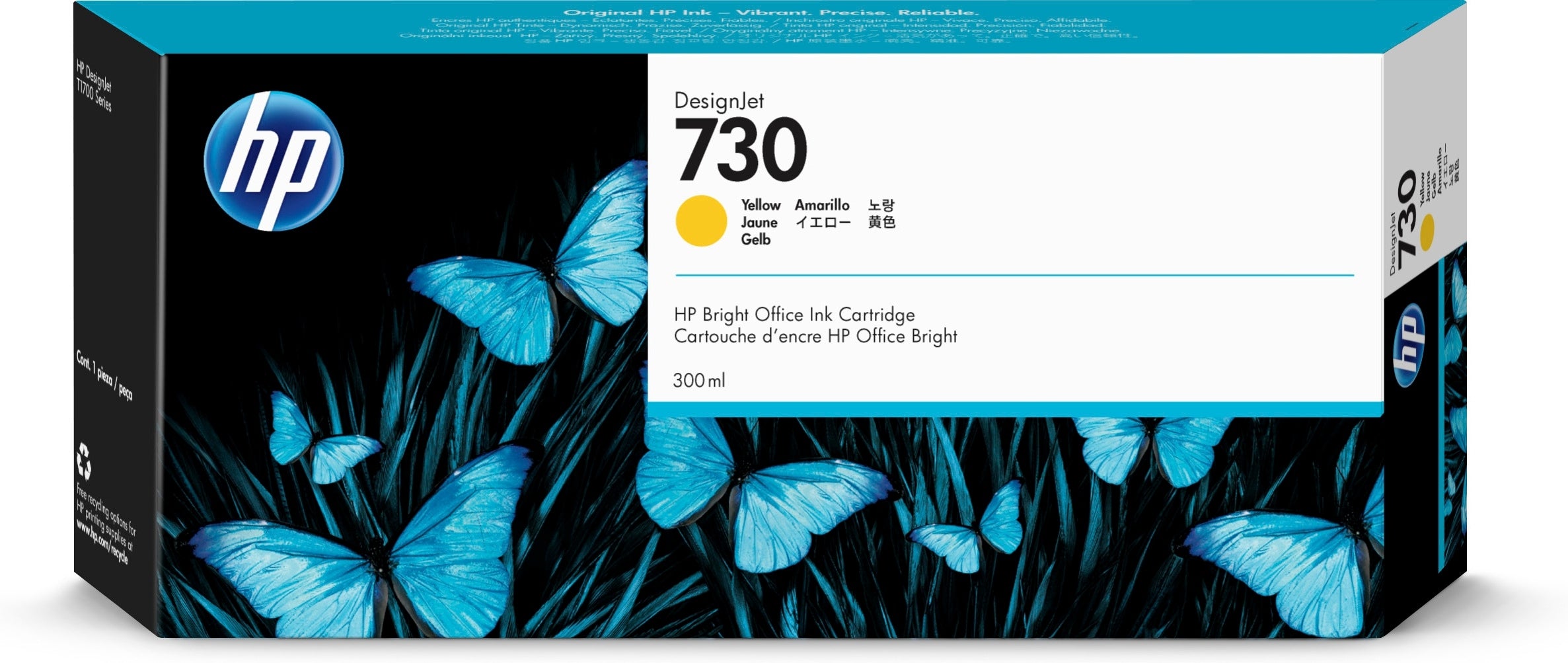 Hp 730 Amarillo 300Ml Tinta Amplio Formato P2V70A