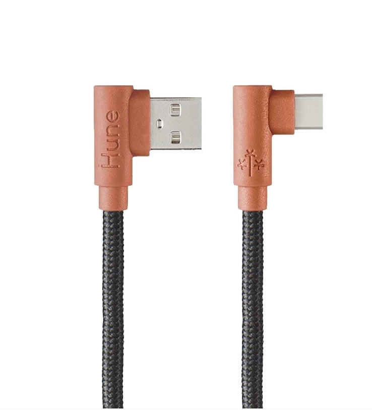 Cable Micro Usb Tipo C Hune Hiedra Sustentable Trenzado Carga Rapida Y Datos 90ª  1.2M (Corteza)