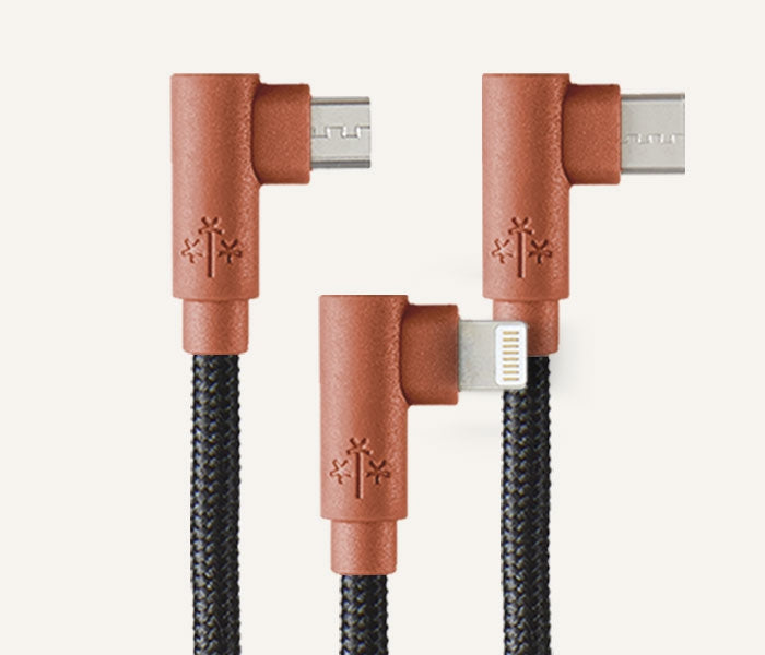 Cable 3 En 1 Microusb/Tipo C/Lightning Hune Hiedra Sustentable Trenzado 90ª 1.2M Compatible Con Iphone (Bosque)