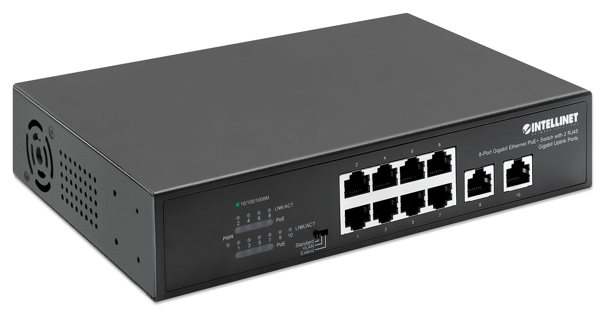 Poe Switch ,Intellinet,561402, Gb  8 Ptos 32W/Pto, 120W, + 2 Rj45