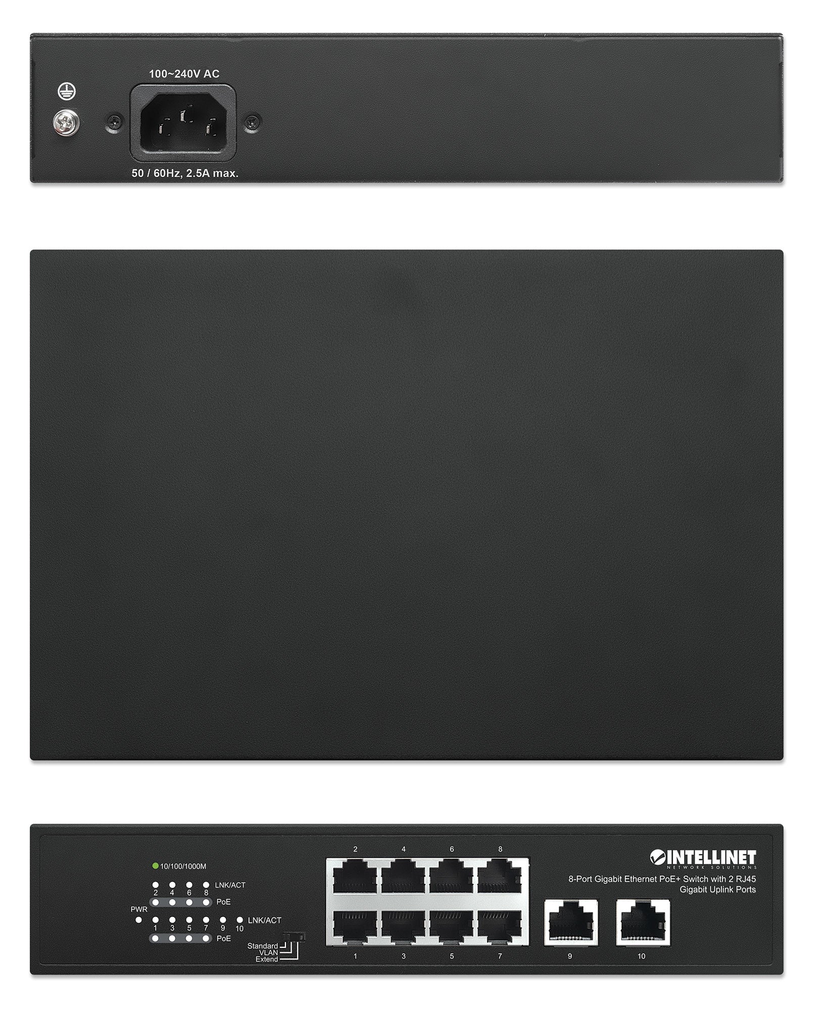 Poe Switch ,Intellinet,561402, Gb  8 Ptos 32W/Pto, 120W, + 2 Rj45