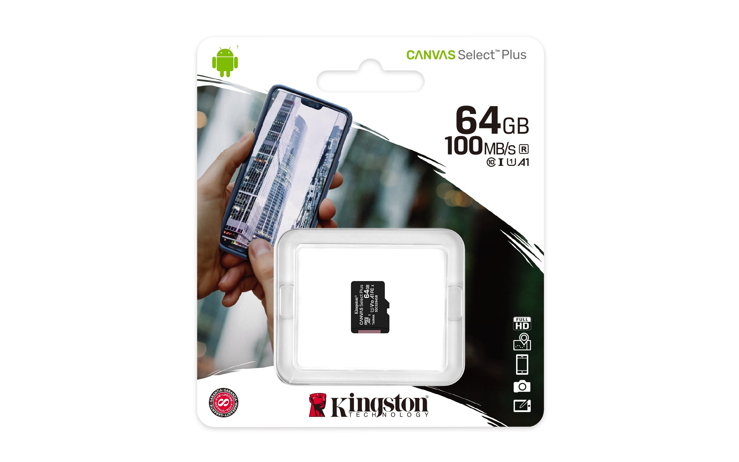 Memoria Kingston Microsd Canvas Select Plus 64Gb V10 / Sin Adaptador/ 100Mb/Seg Lectura (Sdcs2/64Gbsp)