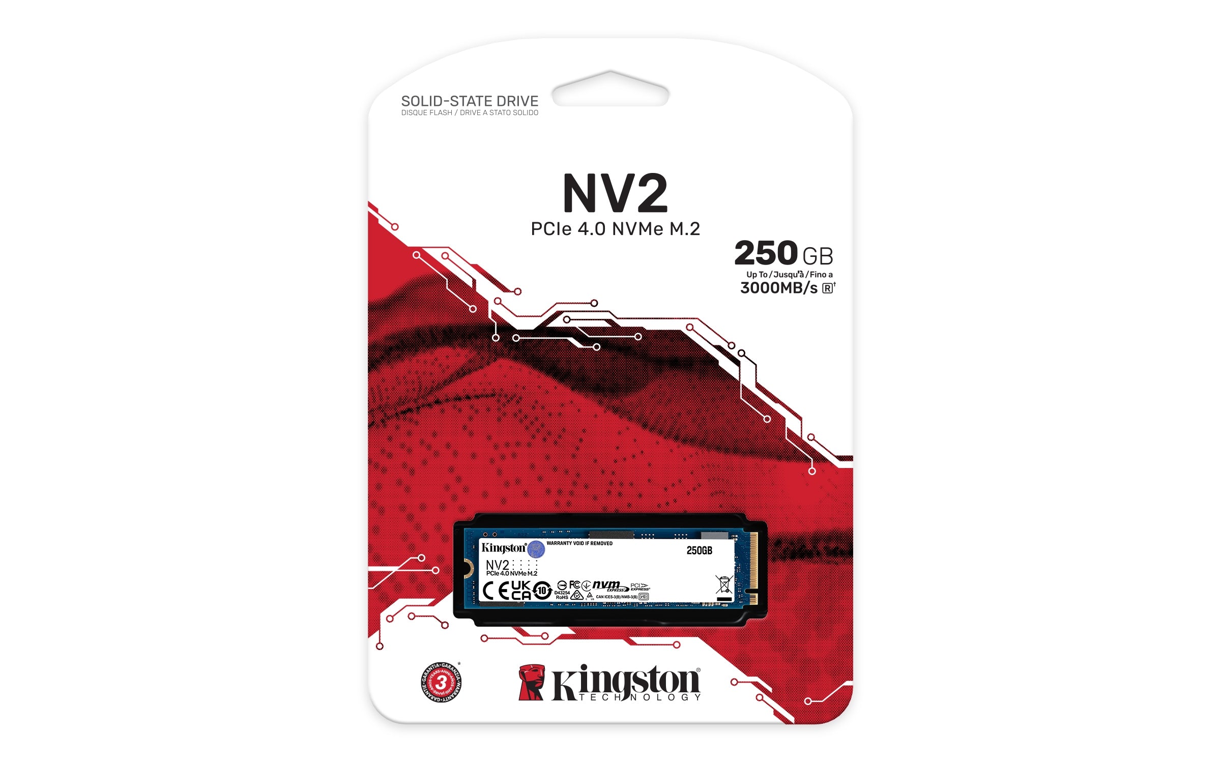 (Ed) Unidad Ssd Kingston Nv2 250Gb M.2 2280 Nvme 3000Mb/S(Snv2S/250G)