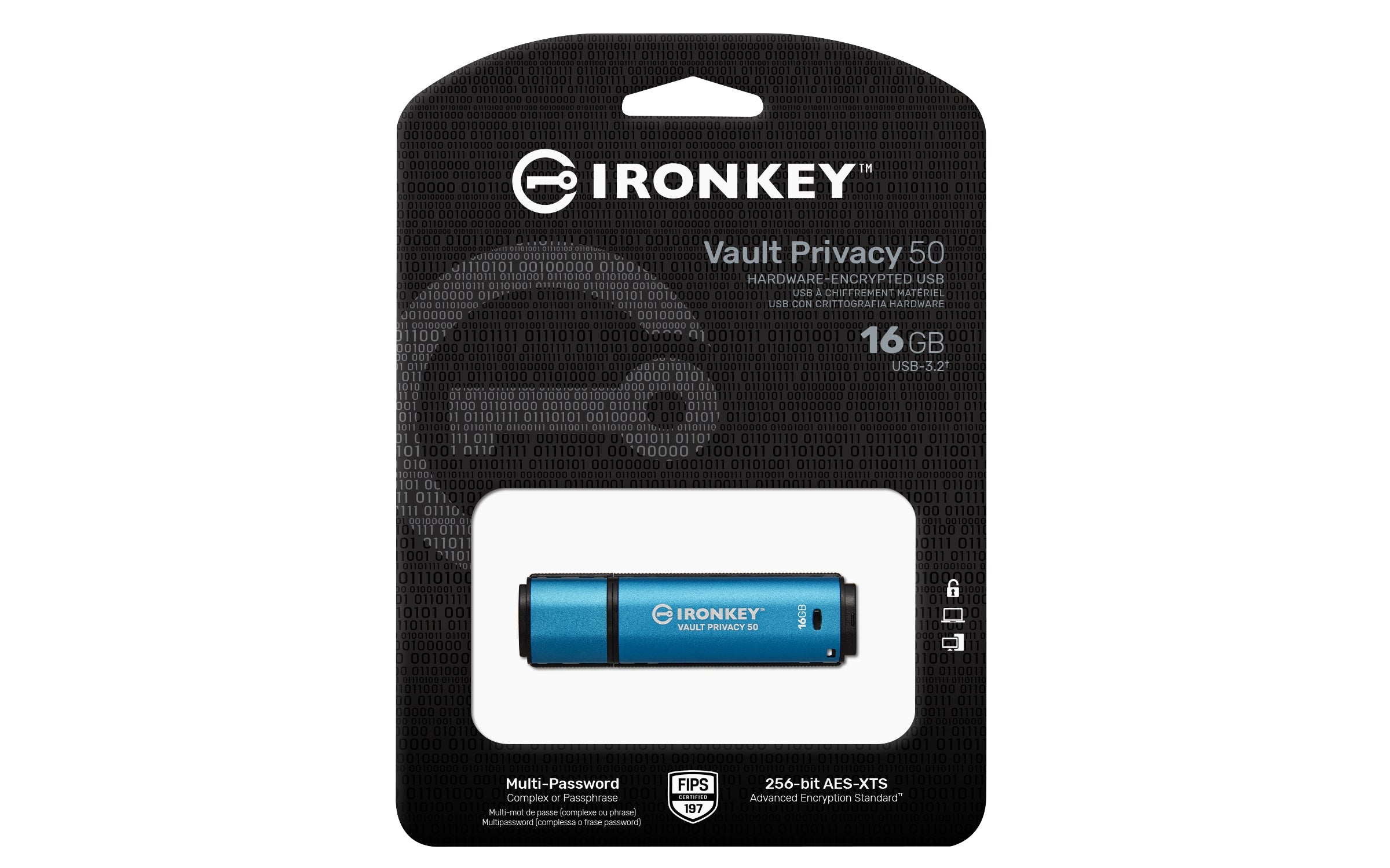 Usb Kingston 16Gb Ironkey Vault Privacy 50 Aes-256 Encrypted Fips