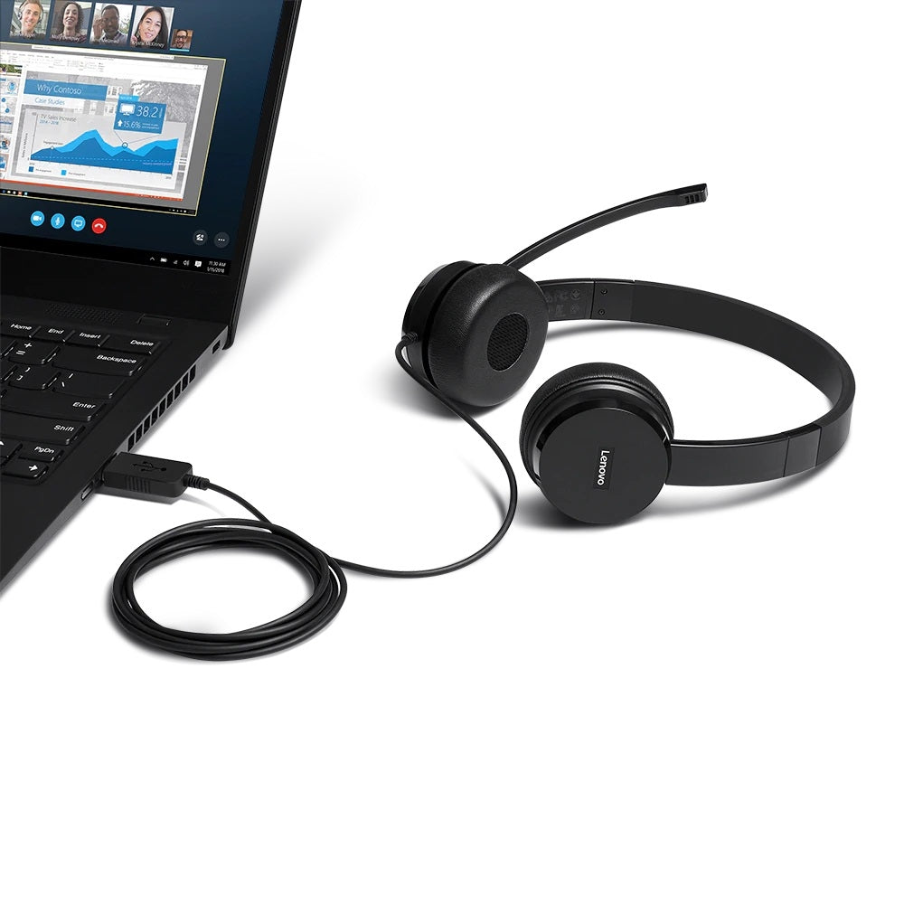 Headset Lenovo Sonido Stereo Con Conexion Usb