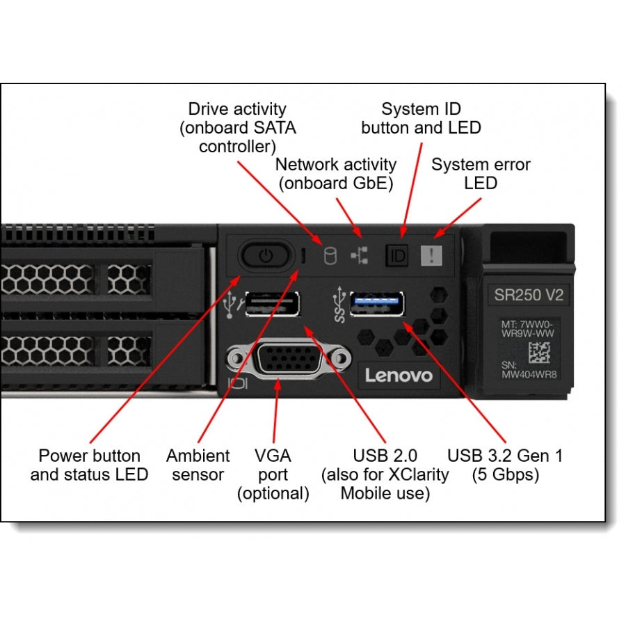 Servidor Lenovo Thinksystem Sr250 V2 Xeon E-2314 4C 2.8Ghz / Rack / Ram 16Gb 3200Mhz /Sin Discos / Raid Software 4X3.5/ Sin Pcie Red / Fuente 450W Hs/ Sin S.O. /3 Años Garantia 9X5