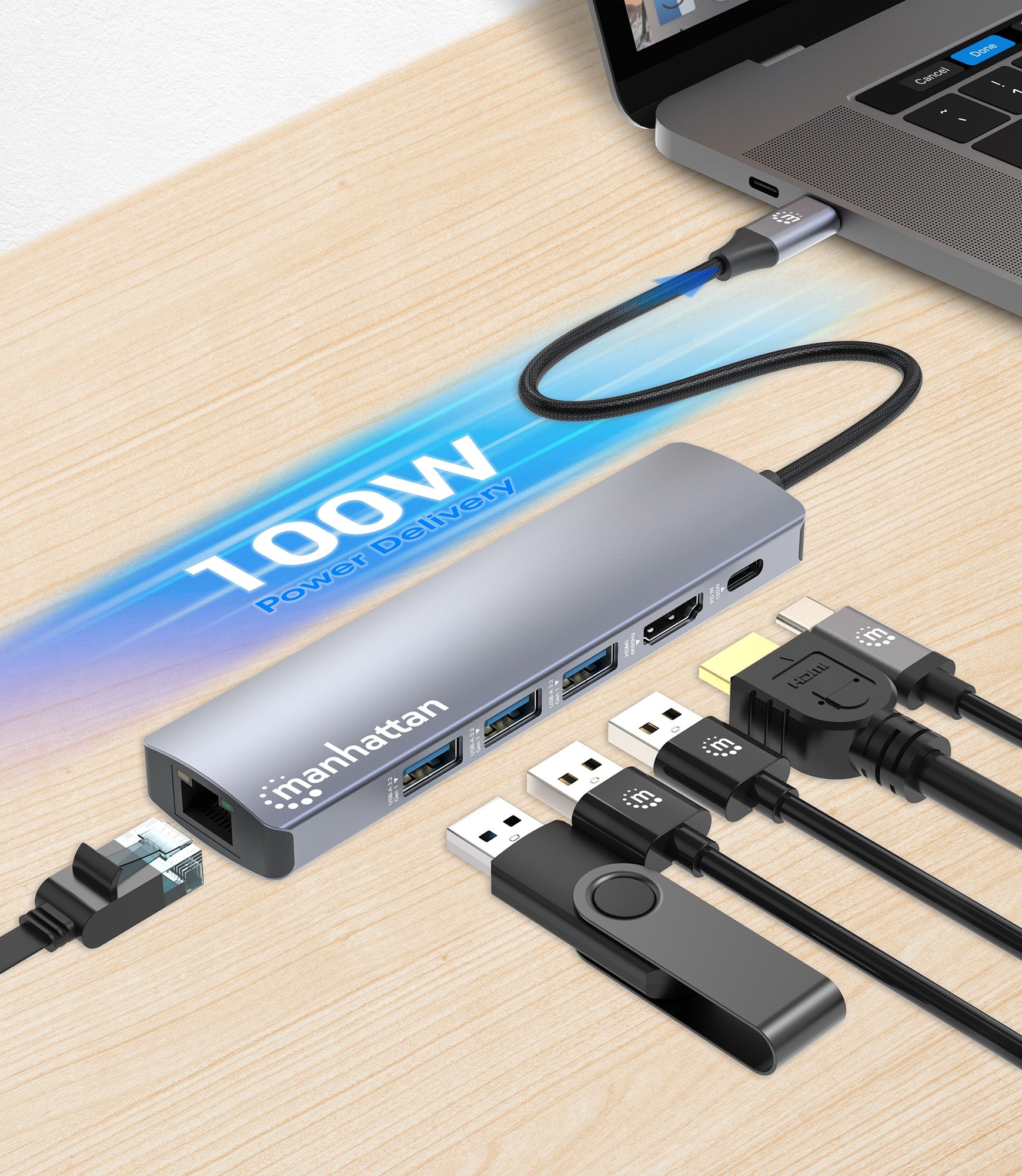 Docking Station Manhattan 153959 Usb-C Con Hub 6 En