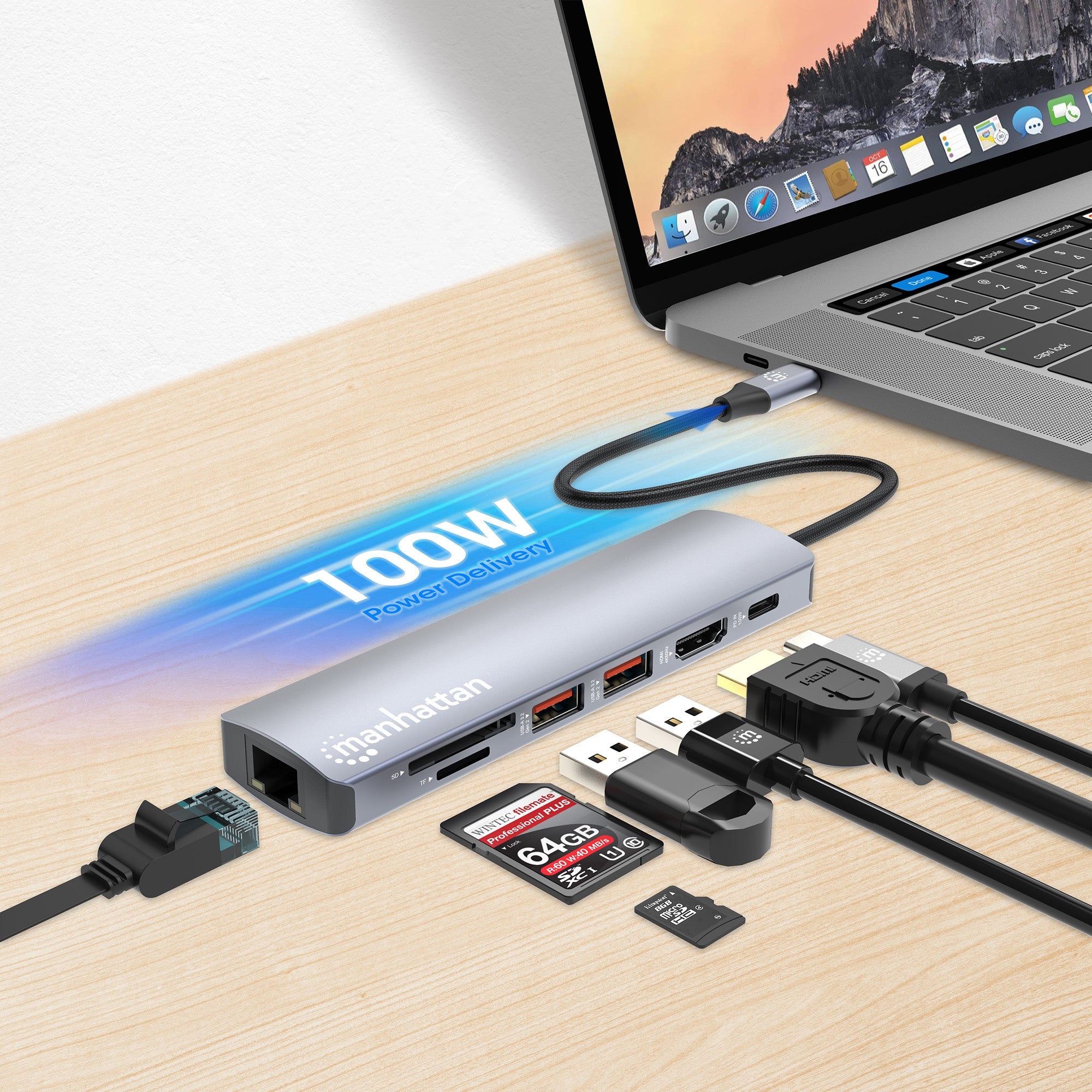 Docking Usb-C Manhattan 153966 Con Lector De Tarjetas 7 En