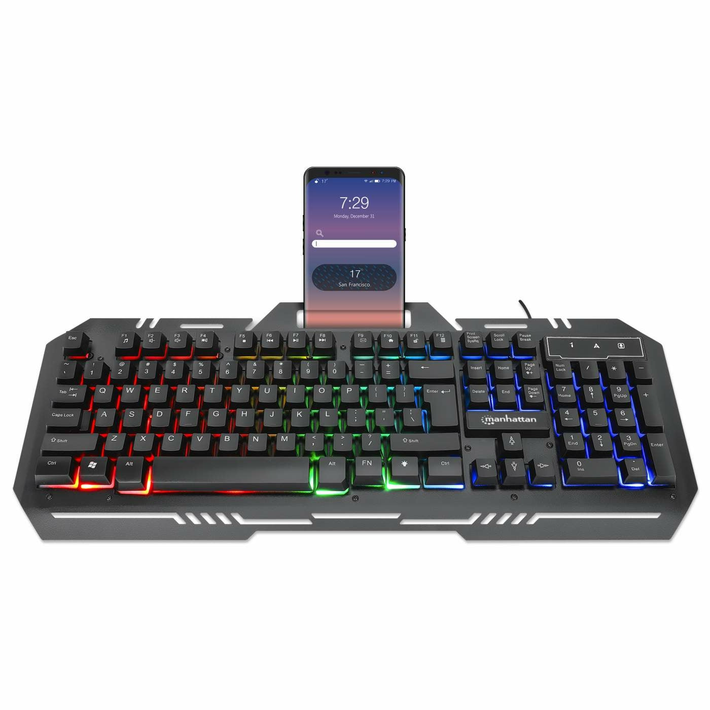 Teclado Gaming Manhattan Porta Celular Metalico (180610)