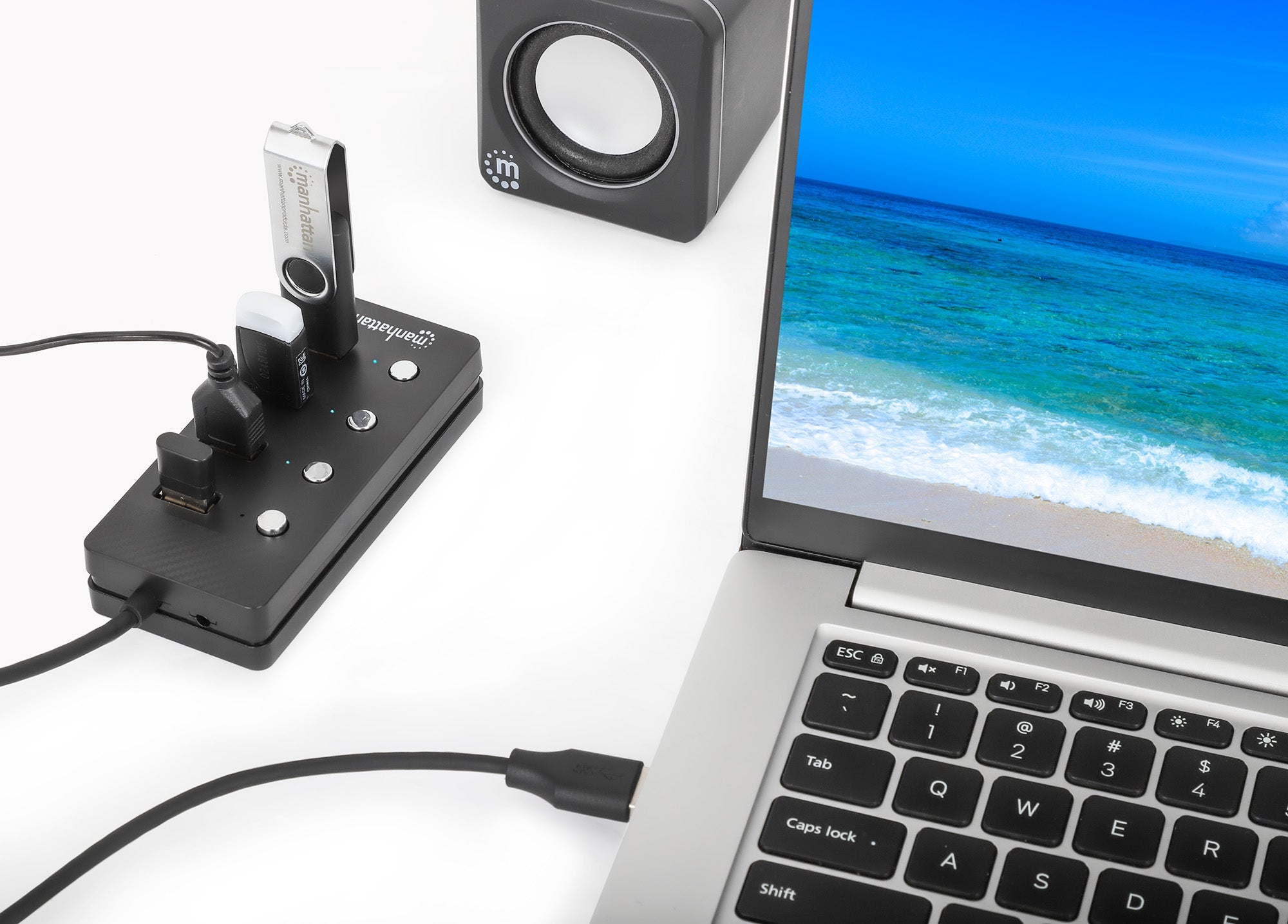 Hub Usb V3.2 4 Ptos A Interrupt Or De Encendido/Apagado