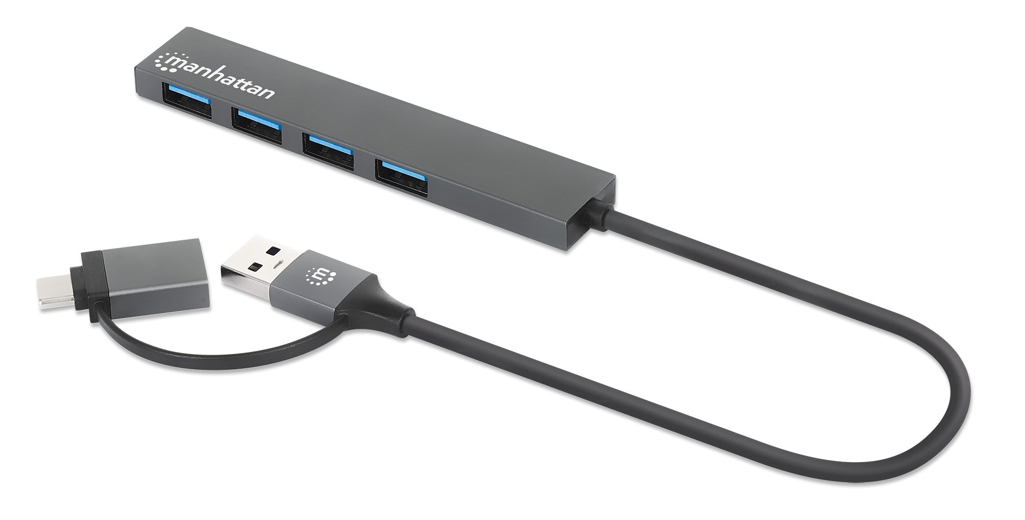 Hub Usb  V3.2 4 Ptos A Con Adaptador Usb-C 5 Gbps