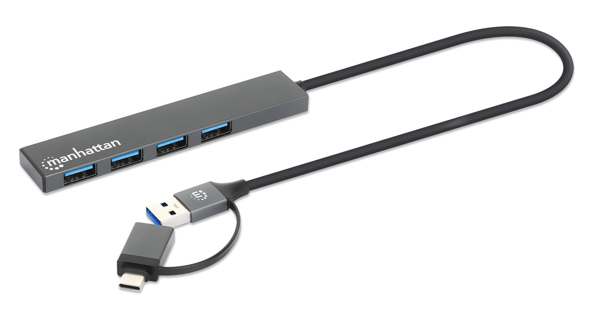 Hub Usb  V3.2 4 Ptos A Con Adaptador Usb-C 5 Gbps