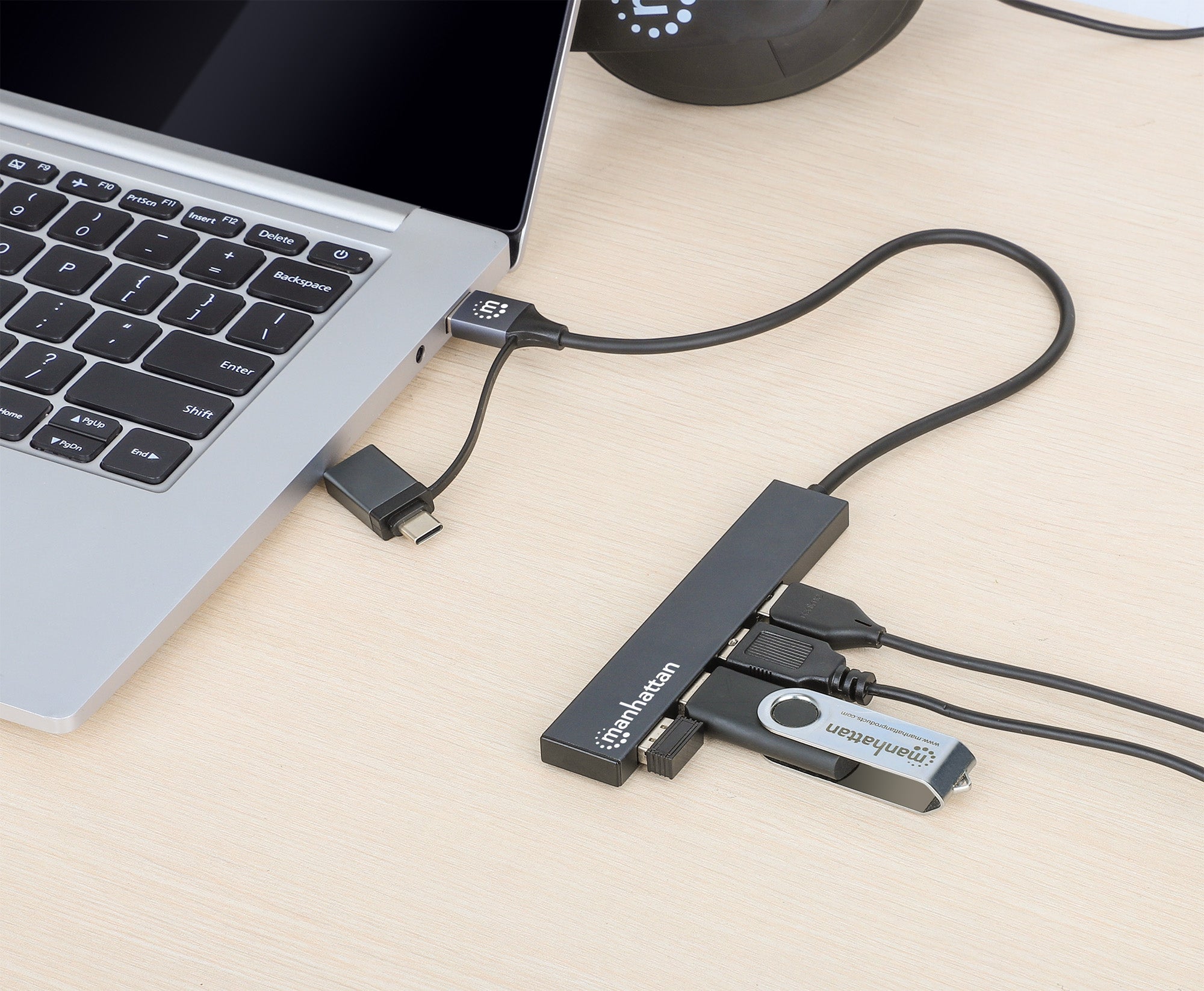 Hub Usb  V3.2 4 Ptos A Con Adaptador Usb-C 5 Gbps