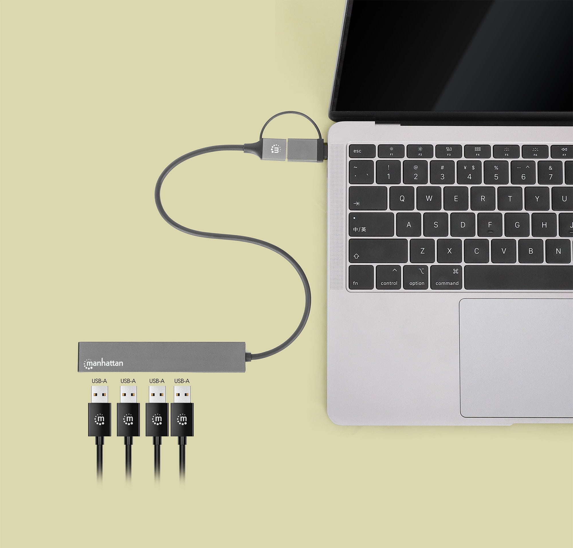 Hub Usb  V3.2 4 Ptos A Con Adaptador Usb-C 5 Gbps