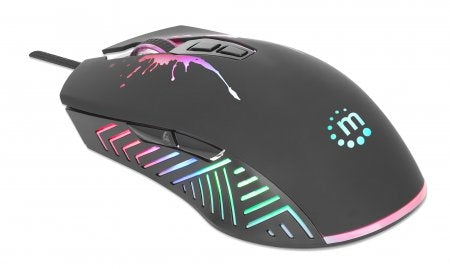 Mouse Optico Gaming, Manhattan, 190220, 7 Botones, 7200 Dpi, Led Rgb, Negro