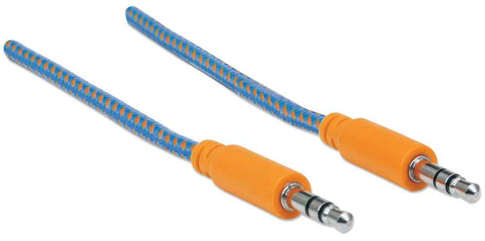 Cable Estereo A Ipod M-M 1.0M Textil Azul/Naranja.