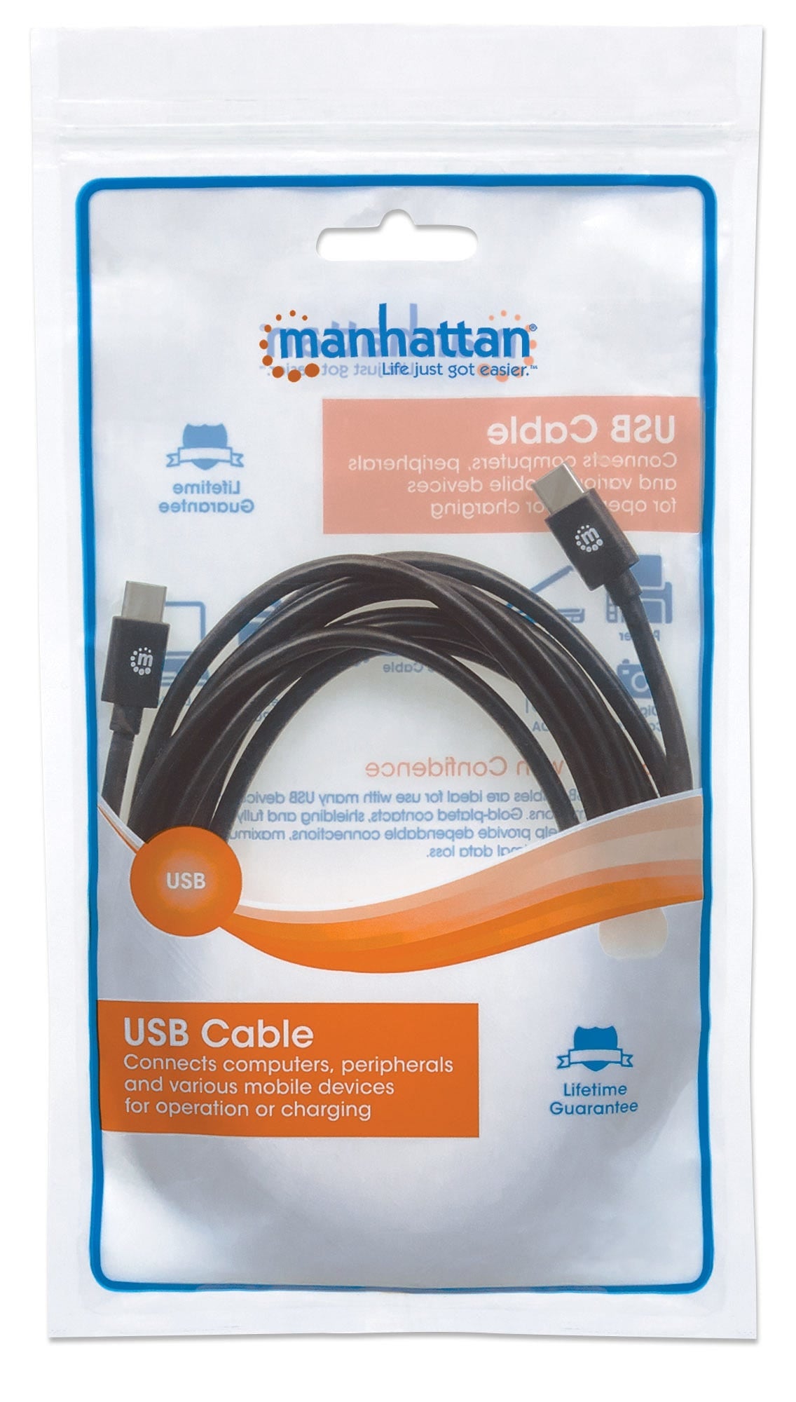 Cable Usb Manhattan Tipo Cm - Cm 3.0 Mts Negro V2.0 354882