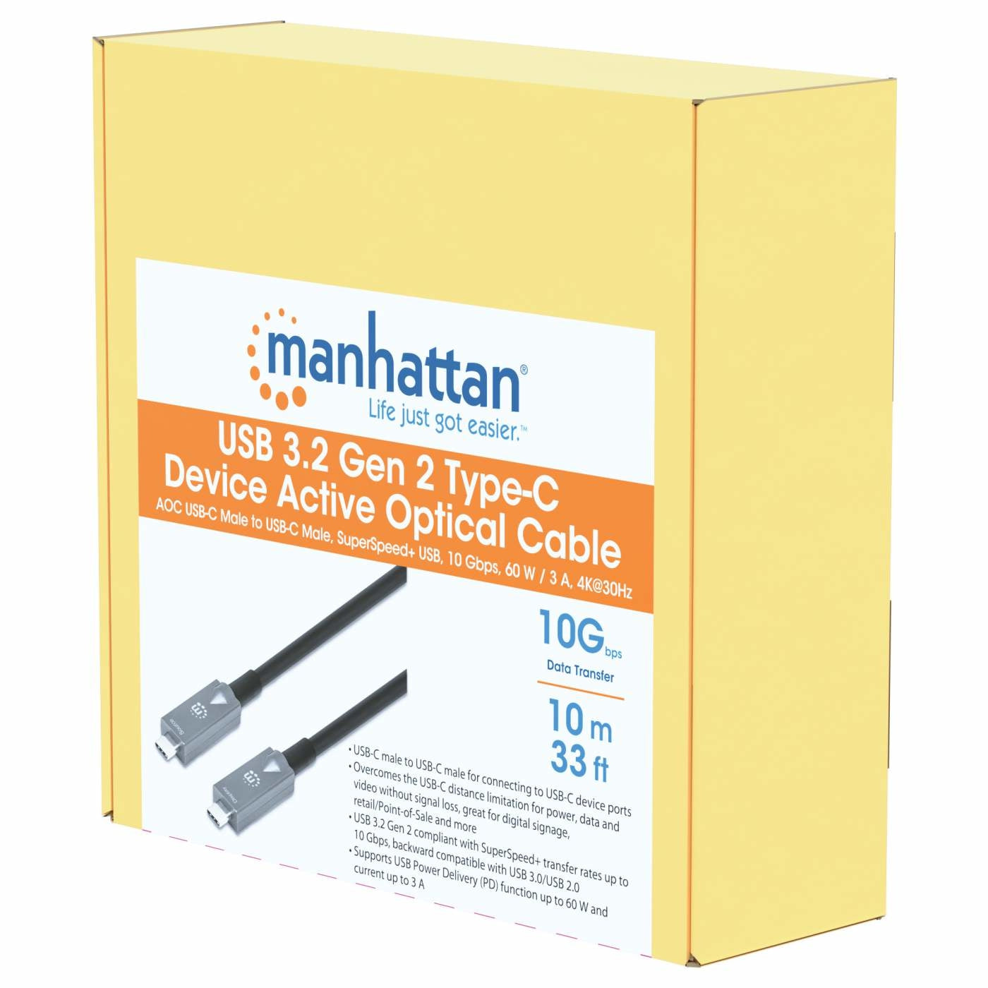 Cable Usb Manhattan 356428 Usb-C / V3.2 10M 10Gb 60W