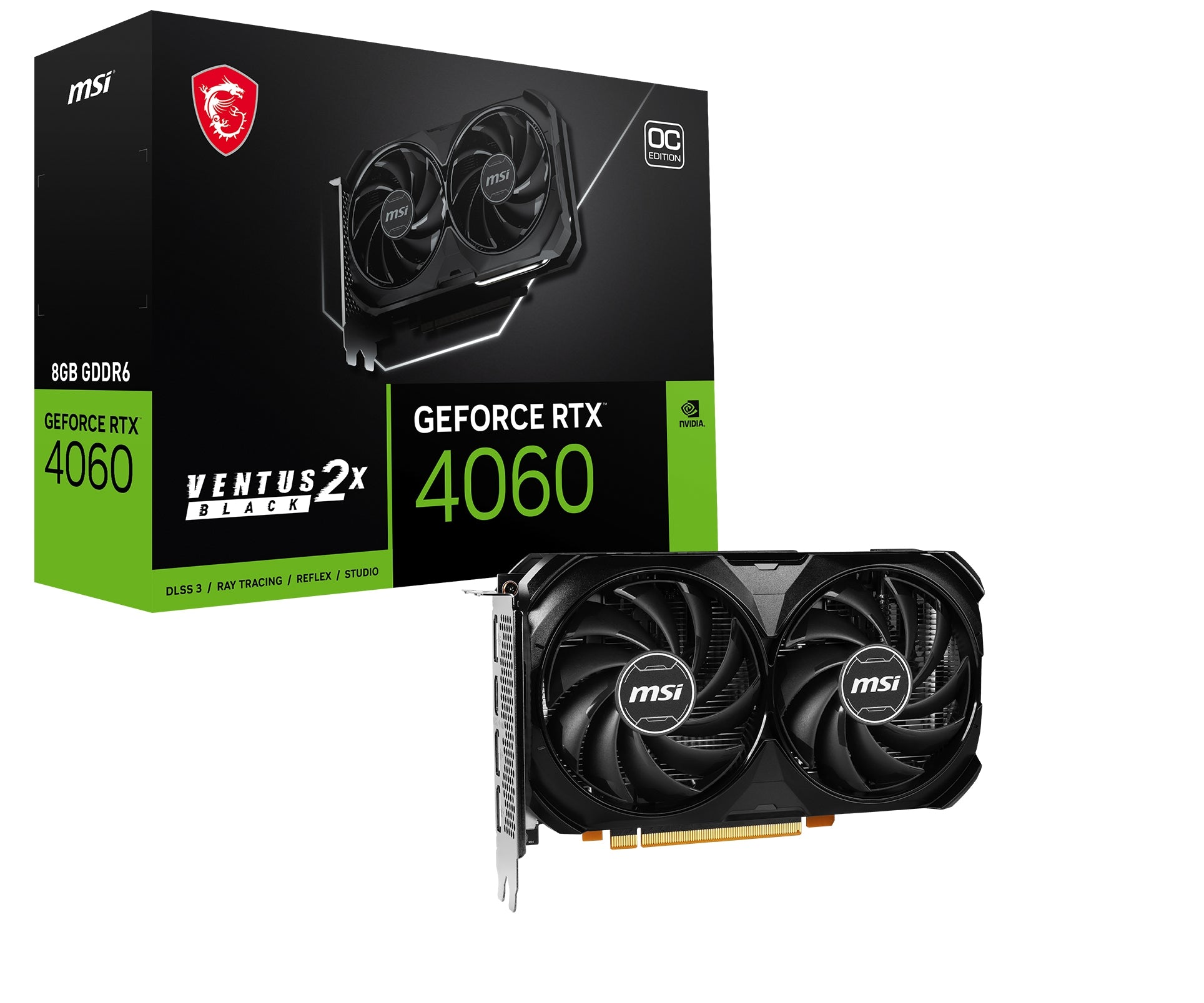 Tarjeta De Video Msi Nvidiageforce Rtx 4060 Ventus 2X Black 8G Oc