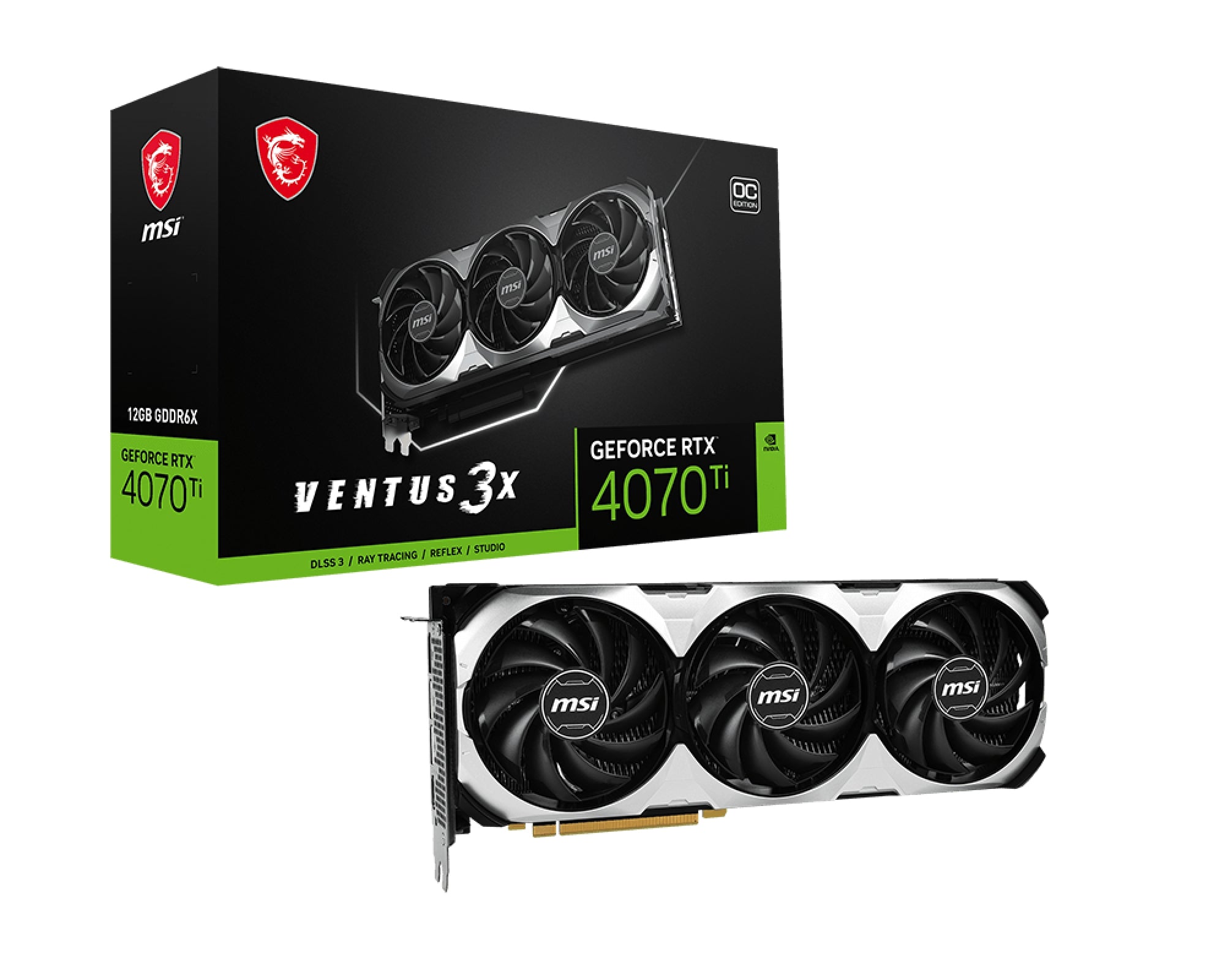 Tarjeta De Video Msi Rtx 4070 Ti Ventus 3X 12G Oc 12Gb Gddr6X 7680 Cudas 2655Mhz Frecuencia