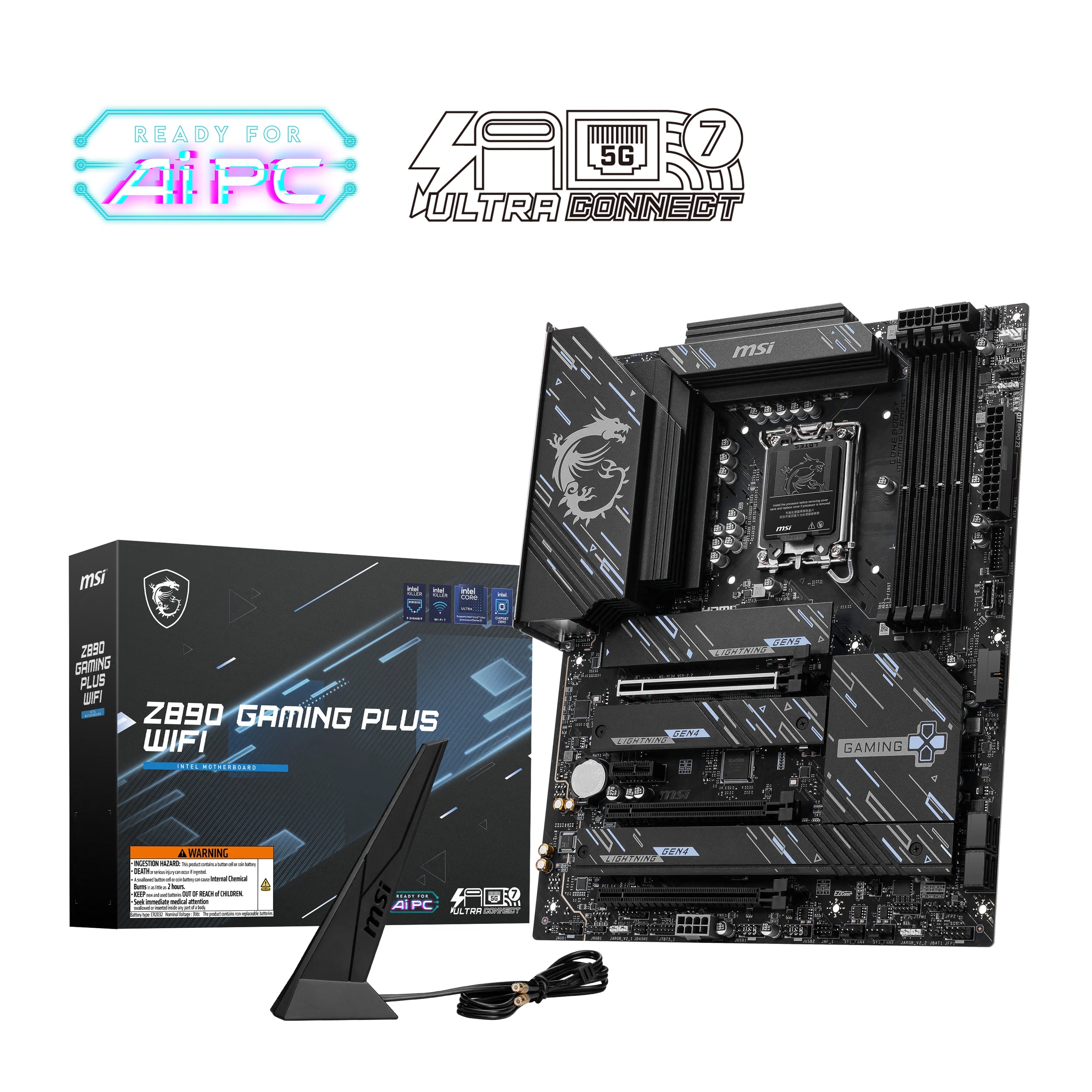 Mb Z890 Gaming Plus Wifi Intel S-1851 Ddr5 Gama Alta