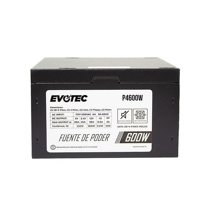 Fuente De Poder Evotec P4600W 600W 12V Negra