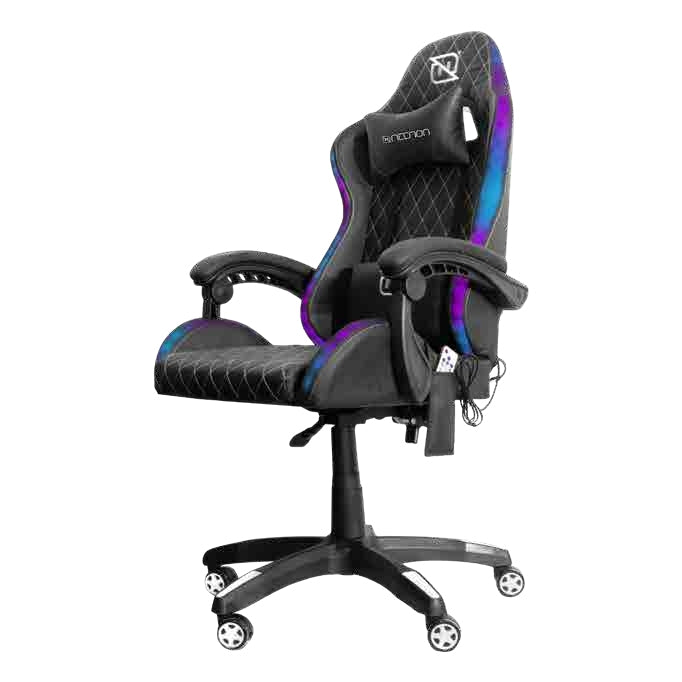 Silla Gaming Necnon Nsg-01 Gamer Inclinacion Respaldo 145 Clase 140-150Kg Ngs-01 Foam 350Mm 63Cm*64Cm*121-131Cm Cojin Lumbar Y Cabeza Negro/Naranja