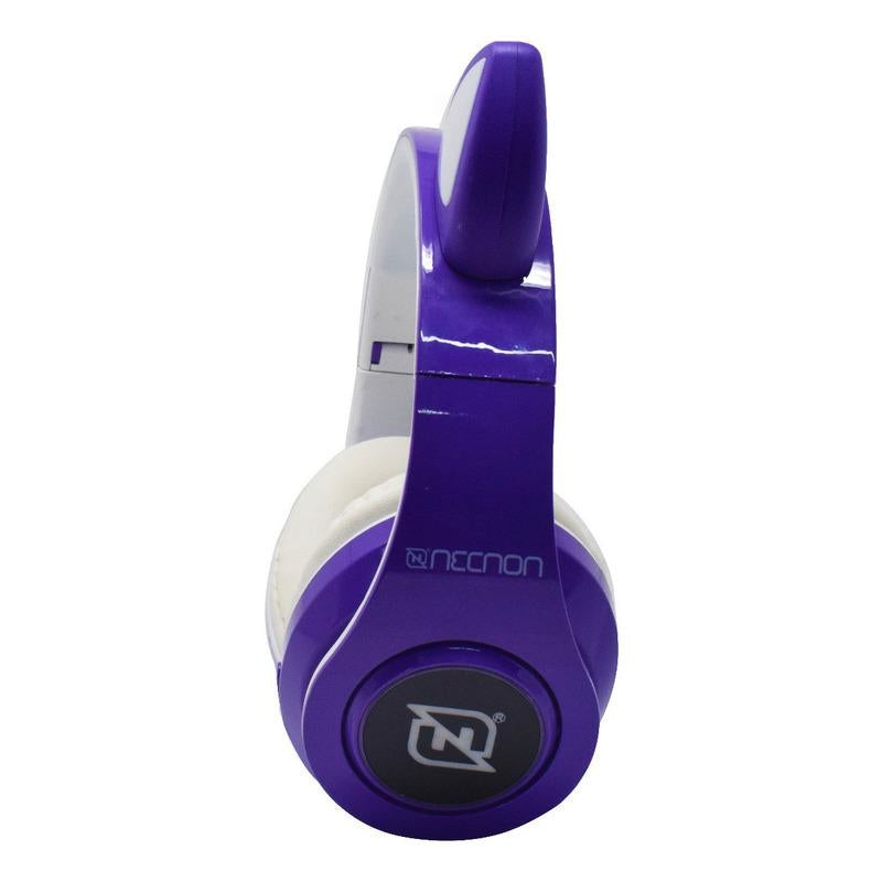 Audifonos Necnon Ncab0711Rg On-Ear Bluetooth Nbh-07 Con Orejas Luz Rgb Radio Fm Micro Sd 3.5Mml Manos Libres Verde