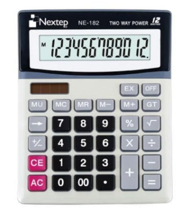 Calculadora Nextep Ne-182 12 Dígitos De Semi Escritorio Batería/Solar Aa 19Cm X 15Cm