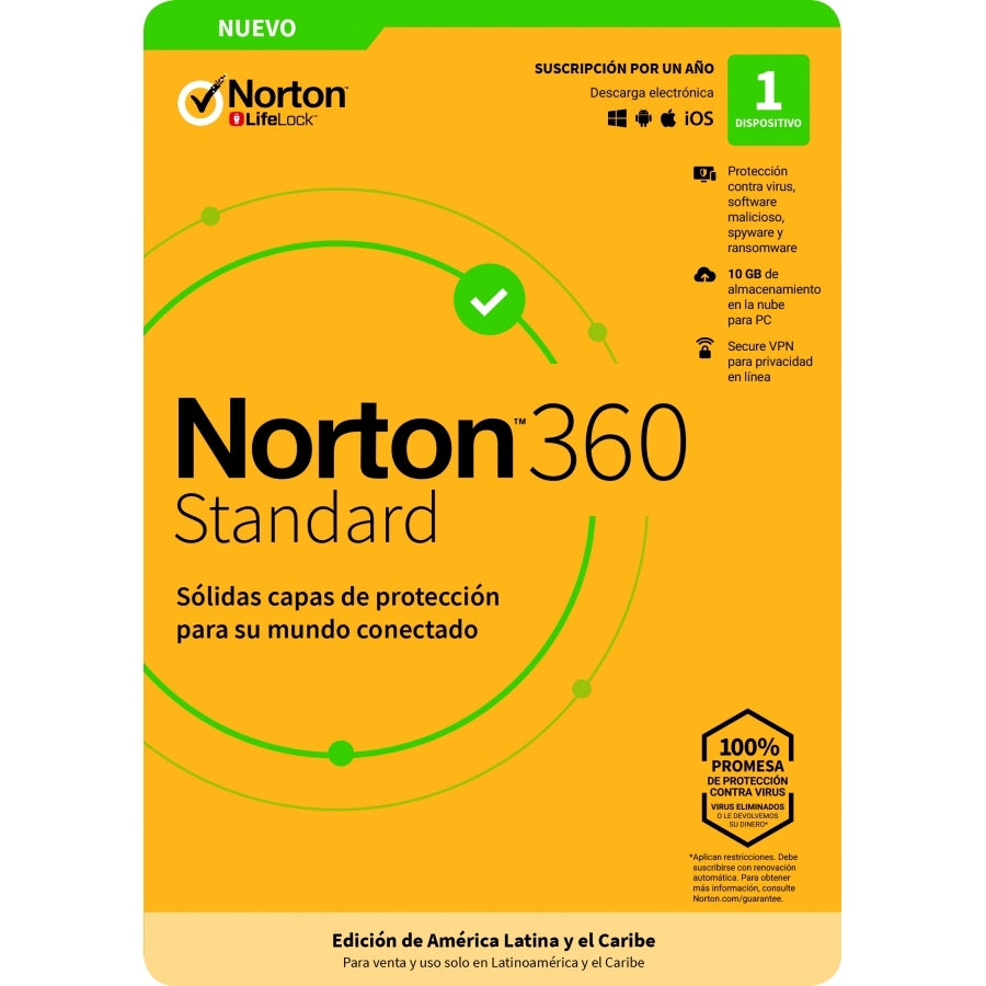 Esd Norton 360 Standar/ Internet Security/ 1 Dispositivo/1 Año/ Descarga Digital