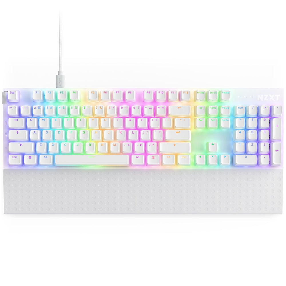 Teclado Mecanico Nzxt Function 2 / Blanco / Rgb / Switch Óptico Gateron Red / Reposa Muñecas / Ingles /Gamer.