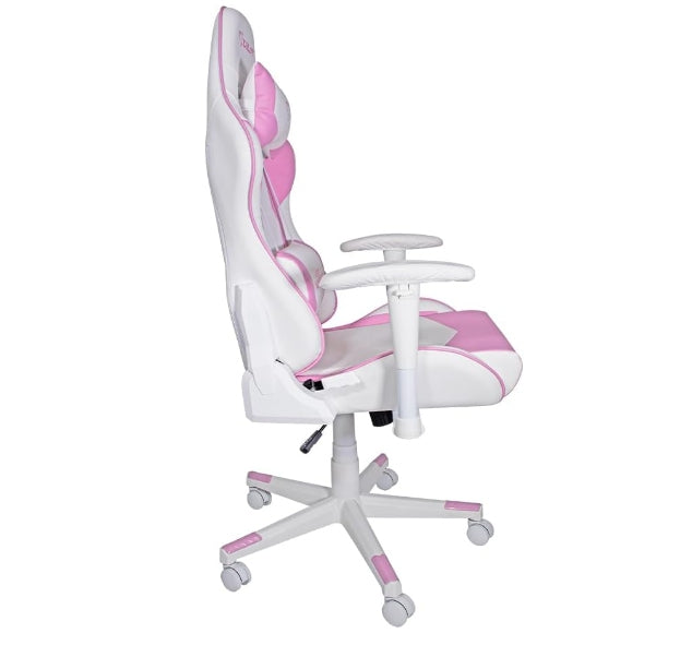 Silla Gamer Ocelot/Color Rosa Con Blanco/Descansa Brazos Ajustables/ Reclinable 90-155 Grados/ Soporta Hasta 150Kg