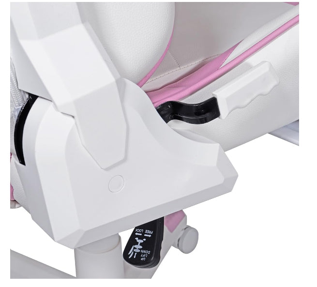 Silla Gamer Ocelot/Color Rosa Con Blanco/Descansa Brazos Ajustables/ Reclinable 90-155 Grados/ Soporta Hasta 150Kg