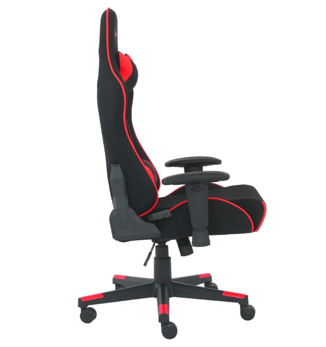 Silla Gamer De Tela Ocelot/ Color Negro Con Rojo/ Base Reforzada De Nylon/ Descansa Brazos Ajustables / Angulo De Inclinacion 155 Grados/ Soporta Hasta 150Kg/ Cojin Para Lumbar Y Cervical