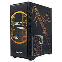 Gabinete Ocelot Gaming Negro Con Amarillo Y Diseño Anime/Media Torre/Soporta 8 Ventiladores De 120Mm/Soporta Gpu 3400Mm/Cristal Templado/Sin Fuente/Factor De Forma Atx/ Frontal Liso.