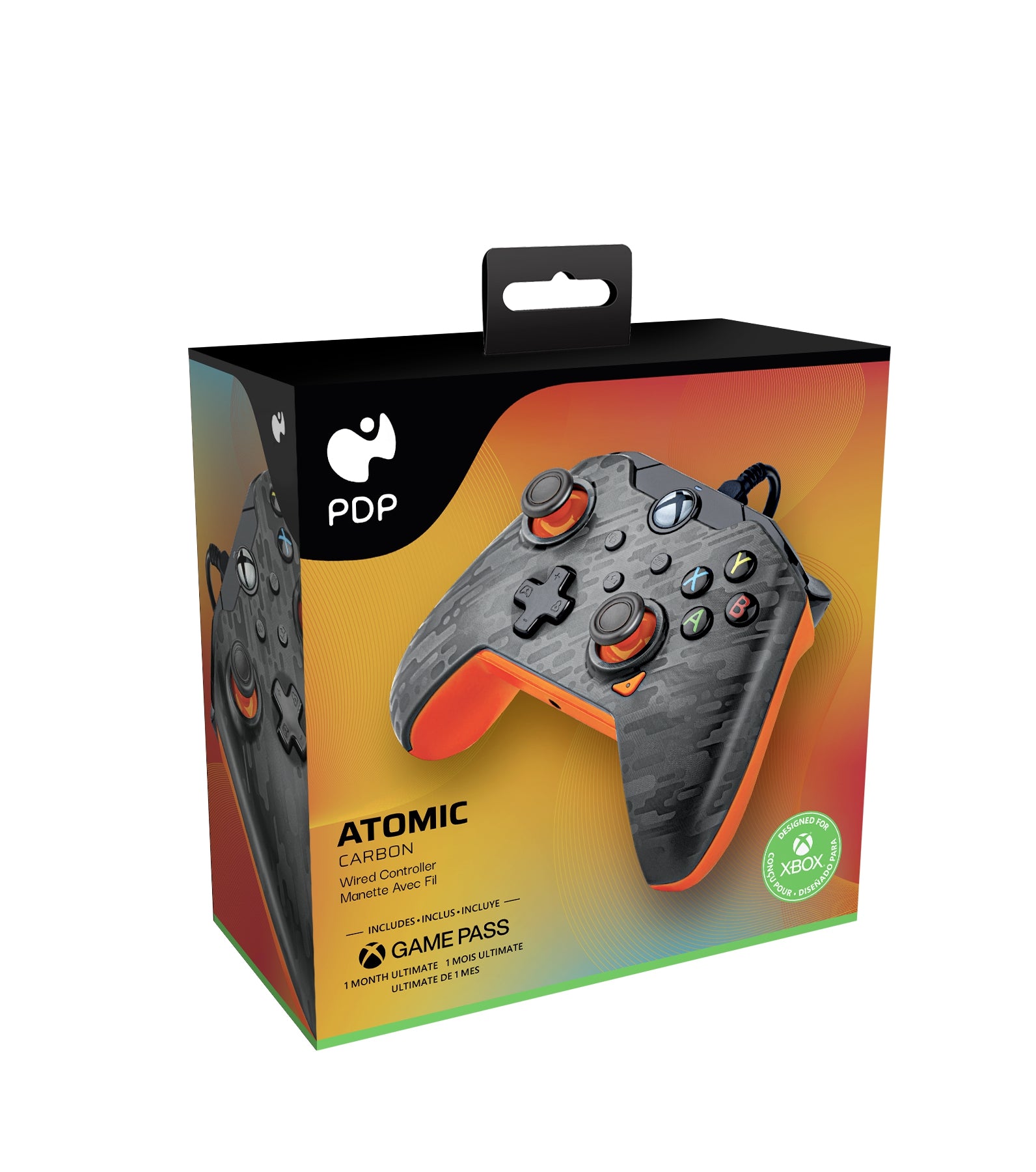 Xbox Wired Controler Atomic Carbon Caja Maltratada