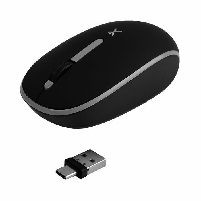 Mouse Perfect Choice Pc-045175 Inalámbrico Negro Silencioso Con Receptor Doble Usb C+Usb A