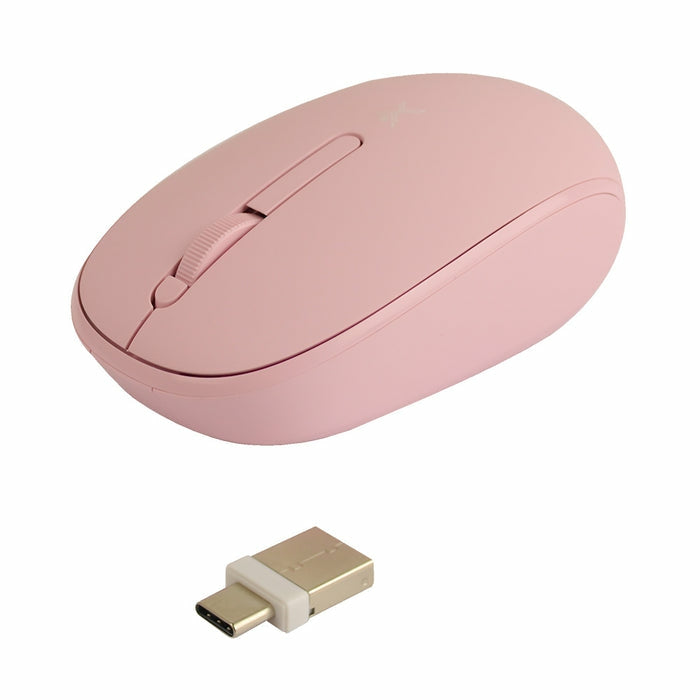 Mouse Perfect Choice Pc-045182 Inalámbrico Rosa Silencioso Con Receptor Doble Usb C+Usb A