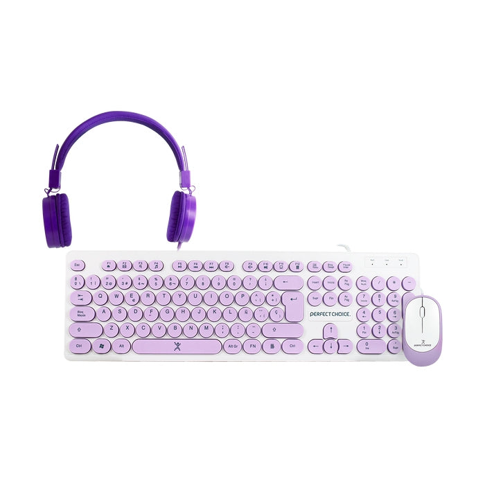 Kit Mouse Y Teclado Perfect Choice Pc-201724 Alámbrico Mouse+Teclado Morado Kids Farben