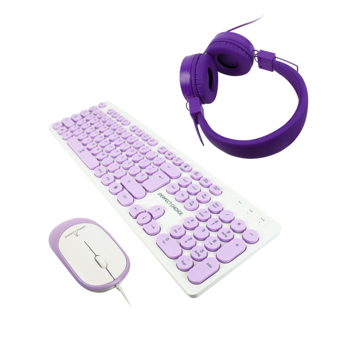 Kit Mouse Y Teclado Perfect Choice Pc-201724 Alámbrico Mouse+Teclado Morado Kids Farben