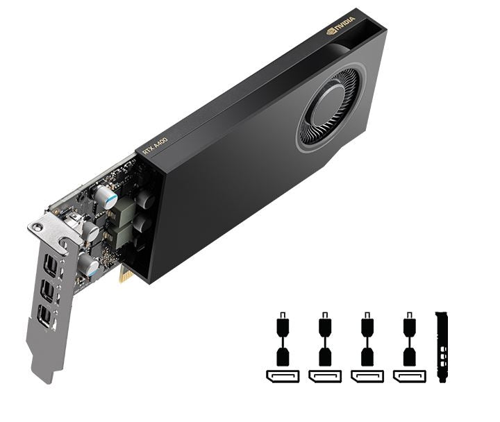 Tarjeta De Video Pny Nvidia Quadro A400/Pcie X16 3.0/4 Gb/Gddr6/3X Minidp 1.4/Bajo Perfil/Gama Media/Diseño