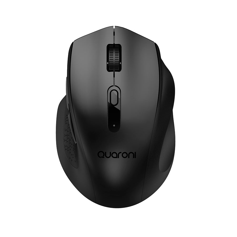 Mouse Inalmbrico Ergonmico Con Textura Quaroni 5 Scroll/Receptor 2.4 Ghz/800 - 2400 Dpi/Ptico/4 Niveles/Negro