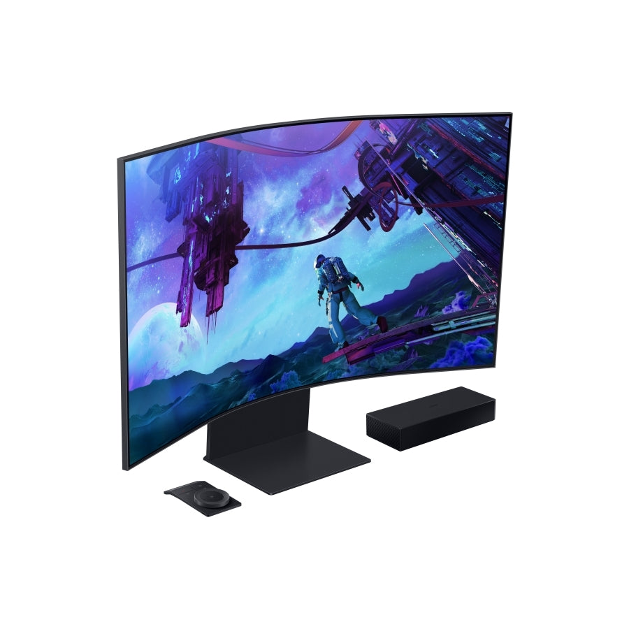 Monitor Led Samsung 55 Pulgadas, Widescreen, Gamer, Odyssey Ark,Uhd 3,840 X 2,160, Negro, Pivot, 3 Hdmi, 1 D. Port, 1 Lan, 2 Usb, Curvo, 165 Hz, 1000R, 1Ms, Bocinas