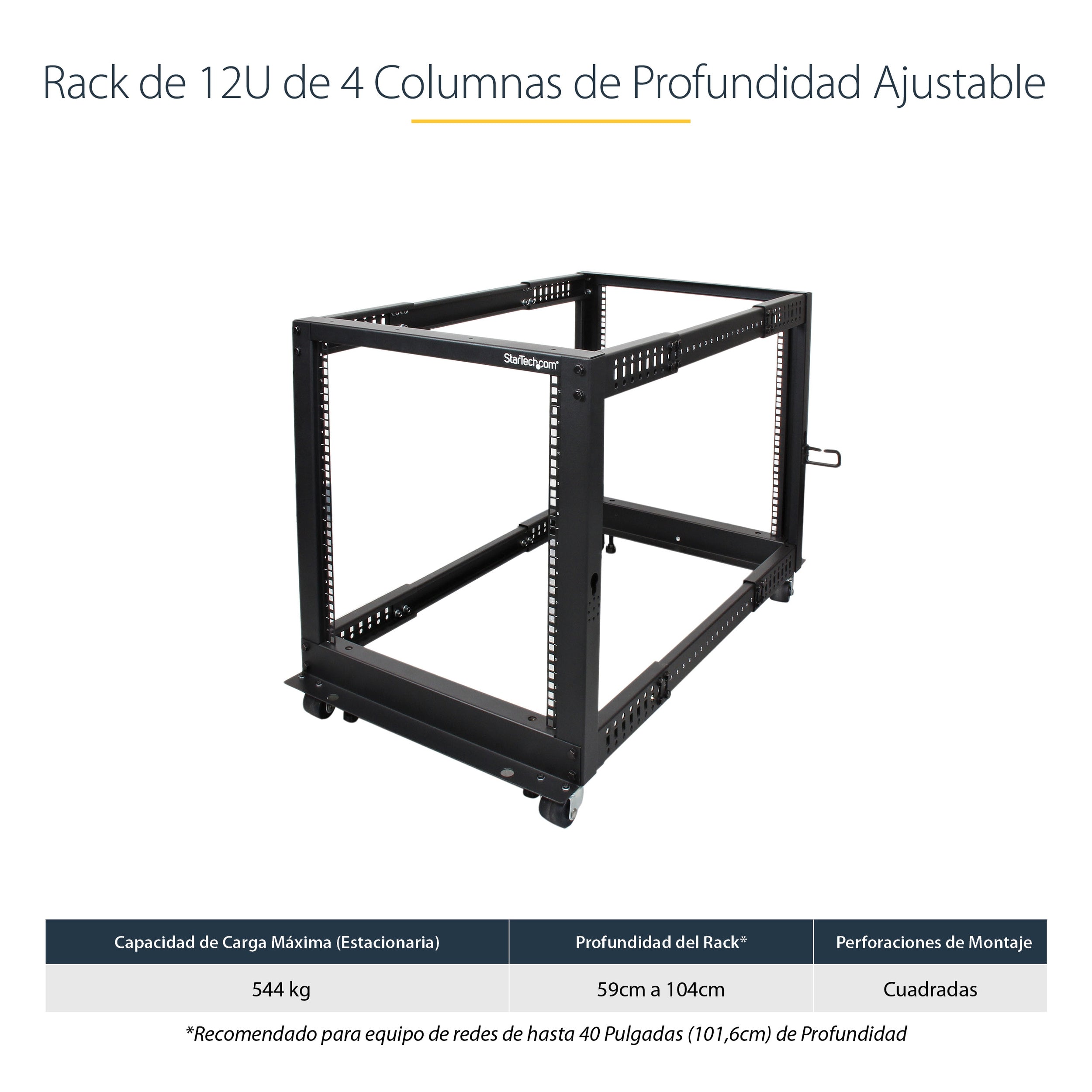 Rack Marco Abierto Profundidad Ajustable De 4 Columnas 12U     .