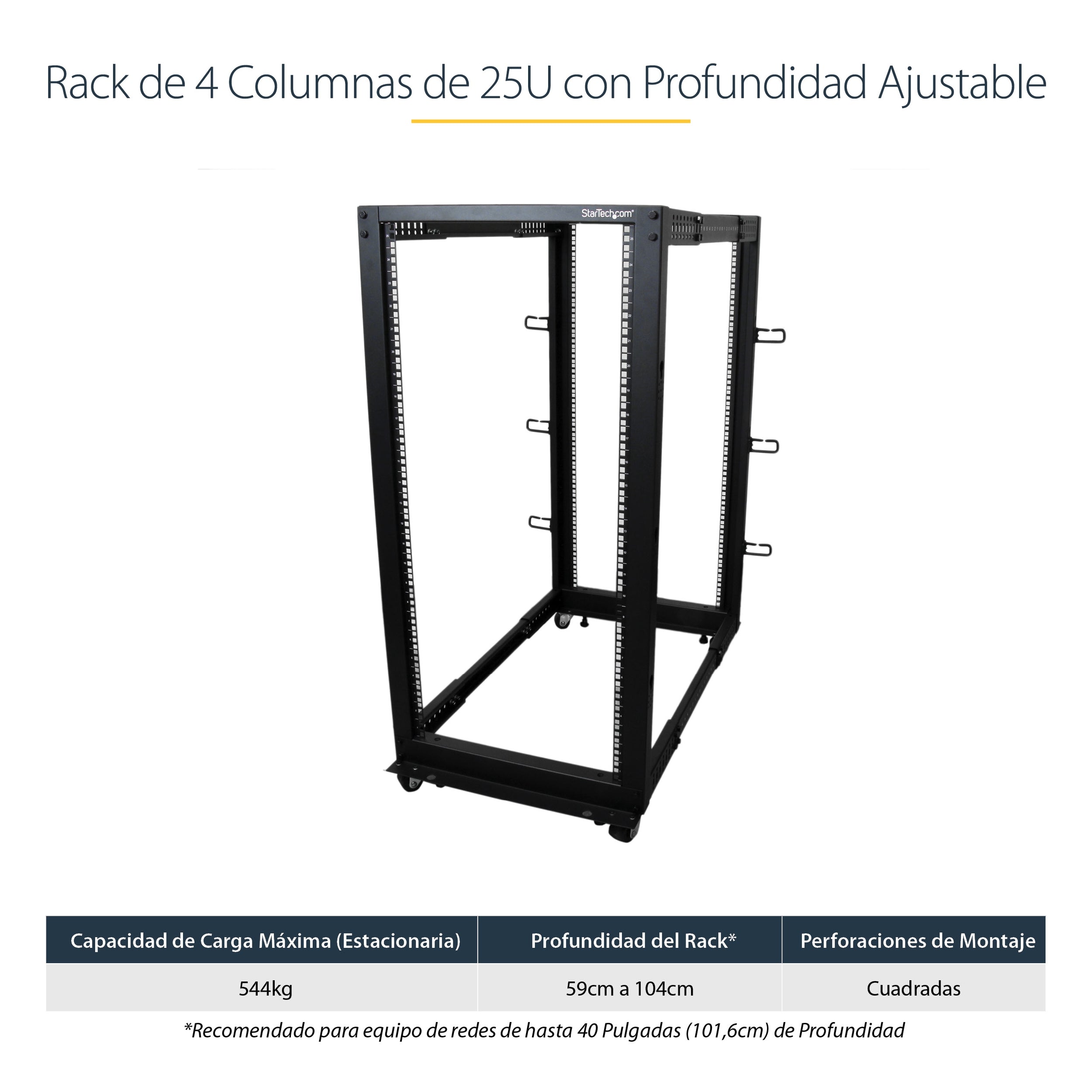 Rack Marco Abierto Profundidad Ajustable De 4 Columnas 25U     .