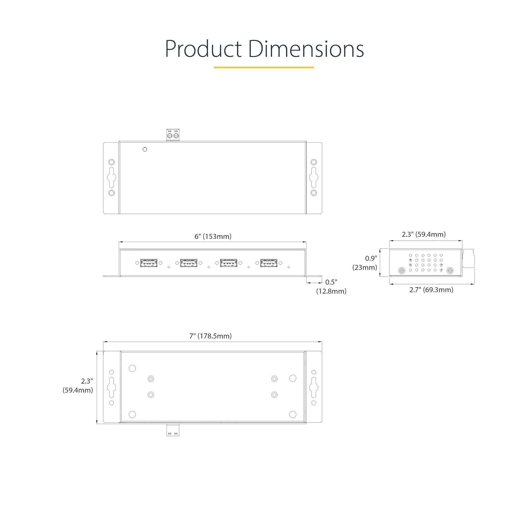 Hub Industrial Usb 3.0 De 4 Puertos Concentrador Usb-A