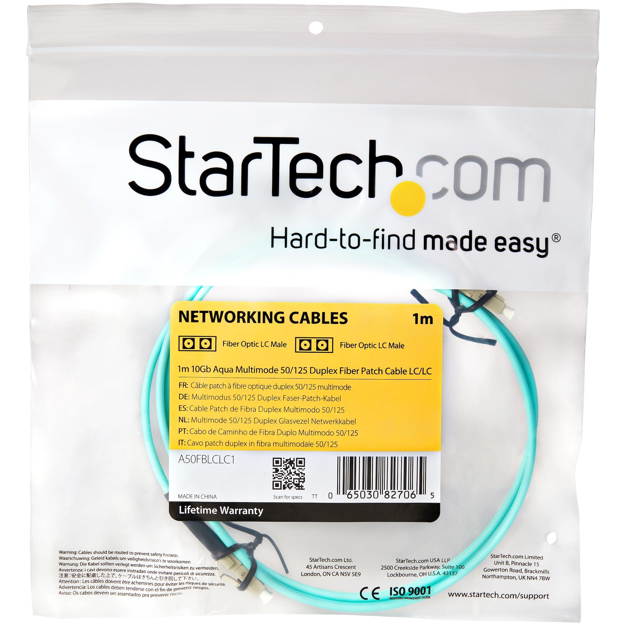 Cable Fibra Patch 10Gb Lc A Lc Multimod 50/125 Duplex 1M Aqua