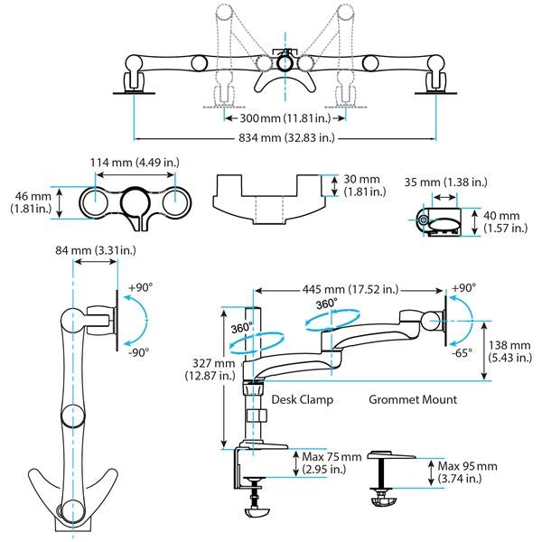 Brazo Articulado De 2 Monitor Soporte Con Mastil Para Mesa