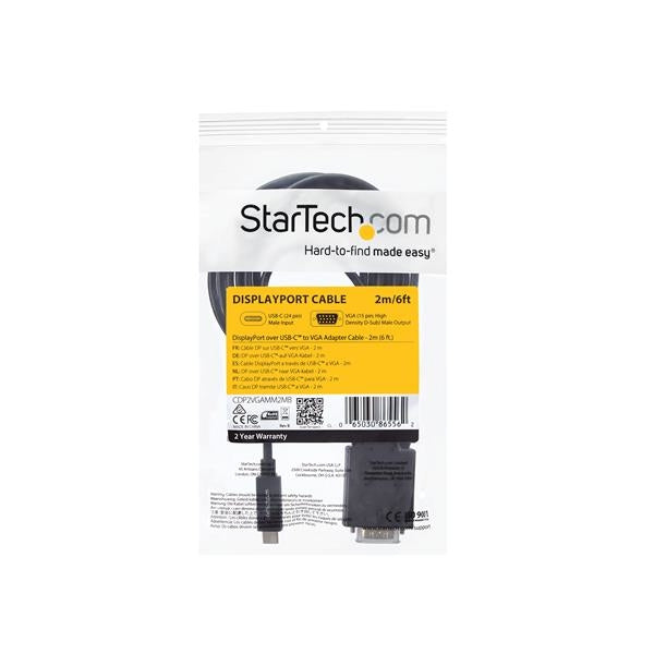 Cable Usb-C A Vga De 2M - 1920X1200 - Negro - Startech.Com Mod. Cdp2Vgamm2Mb